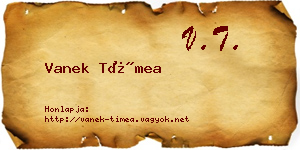 Vanek Tímea névjegykártya